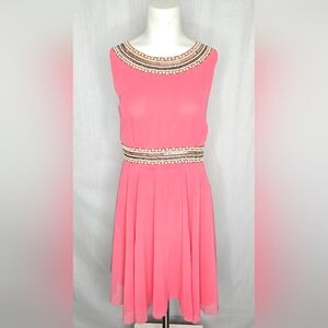 Romeo & Juliet Couture Beaded Sunkist Coral Formal Fit & Flare Dress Size M NWT‎